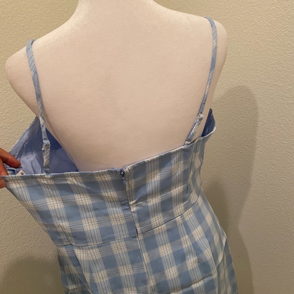 NWT WOMENS LARGE L BP BLUE WHITE LOLA PLAID DRESS - Picture 4 of 7
